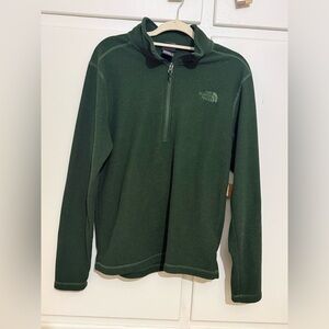 The North Face Men's Dark Green Textured Fleece 1/4 Zip Pullover